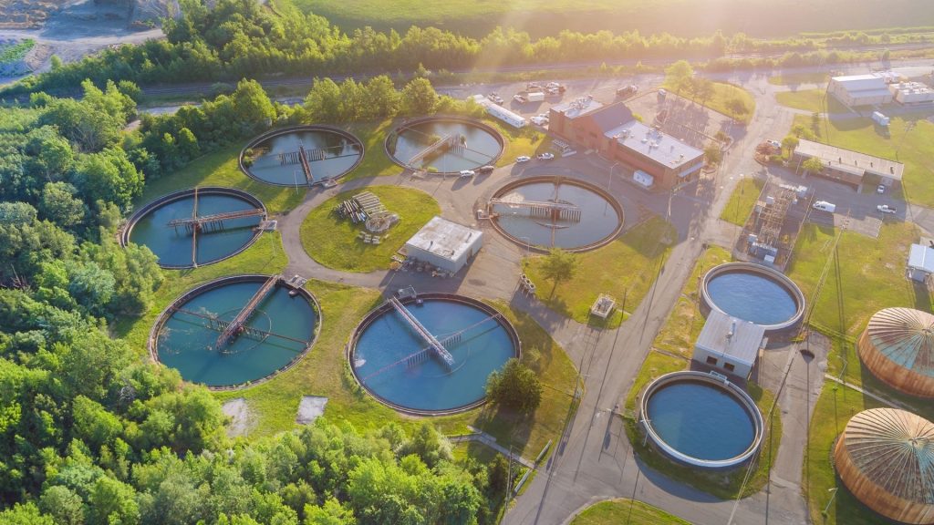 aerial view water treatment plant